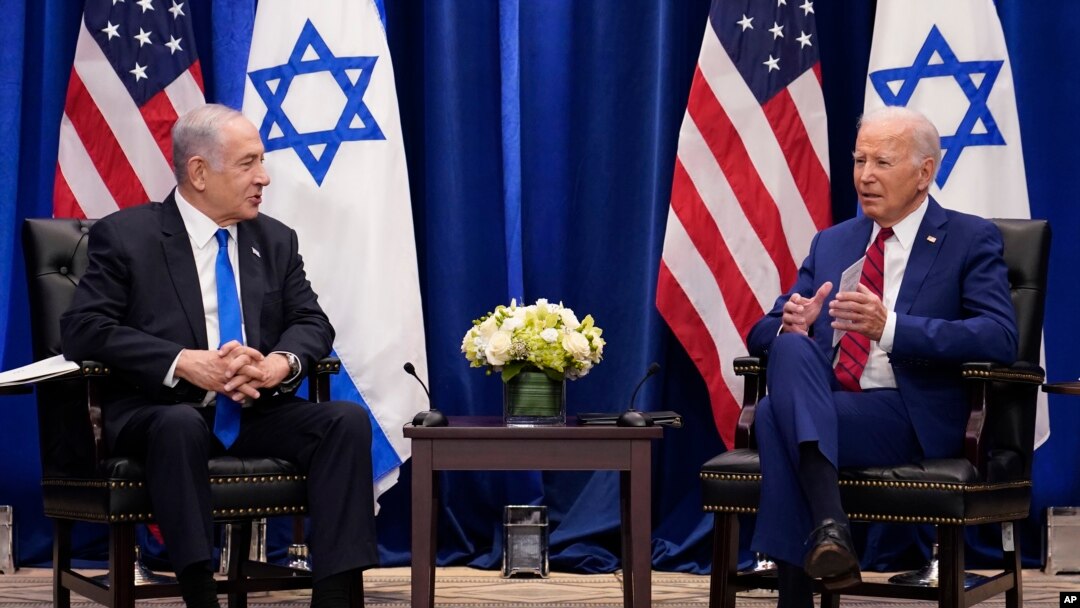 FILE - President Joe Biden meets with Israeli Prime Minister Benjamin Netanyahu in New York, Wednesday, Sept. 20, 2023. Biden will go to Israel on Wednesday.