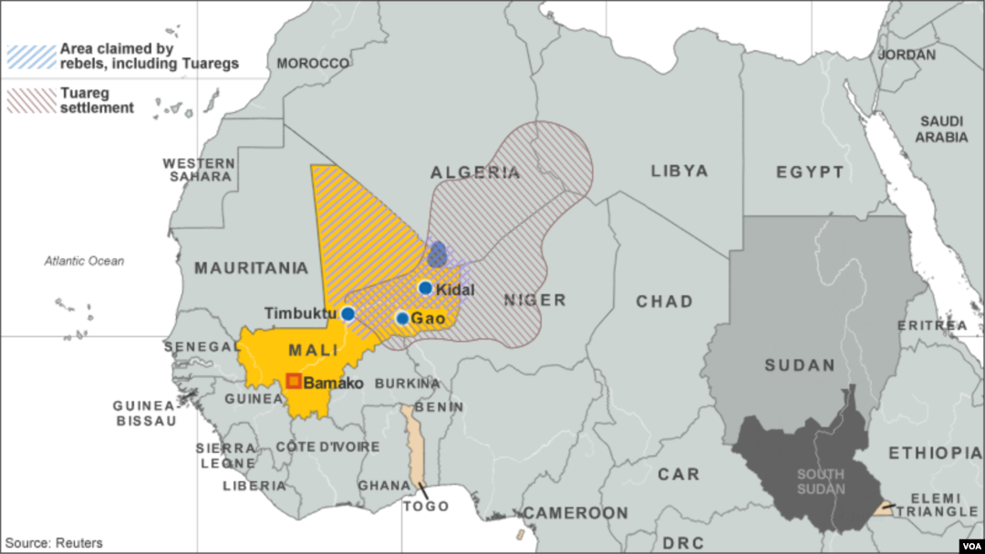 Location of Tuareg settlements