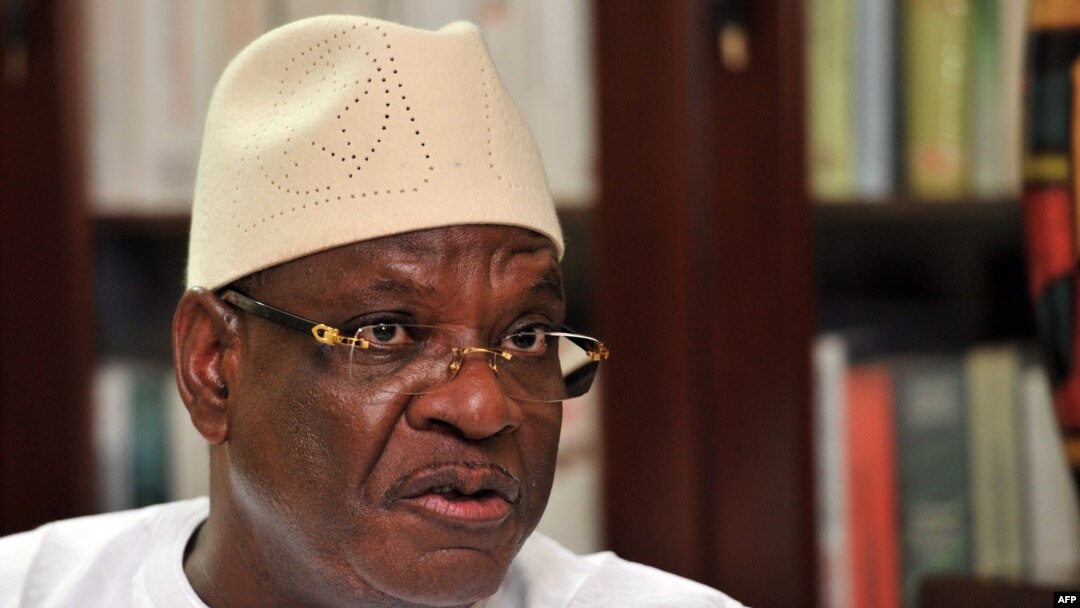 Mali's presidential candidate Ibrahim Boubacar Keita speaks during an interview on Aug. 9, 2013.