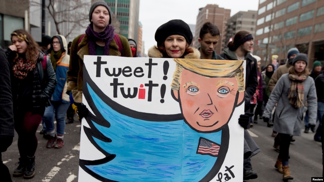 Protesters opposed to President Donald Trump march in Montreal, Canada, Jan. 20, 2017.