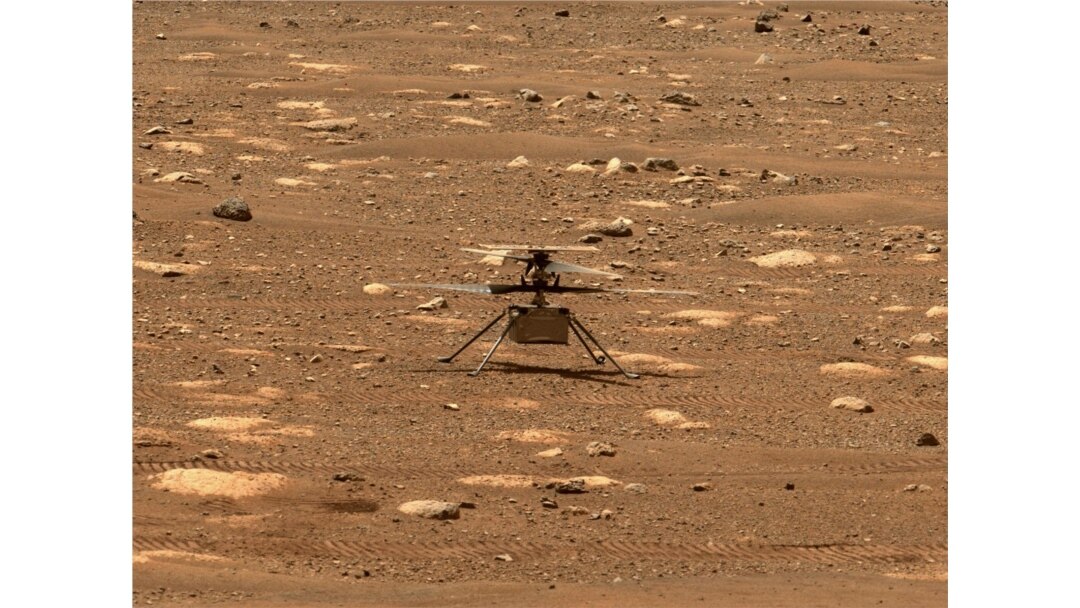 NASA’s Ingenuity helicopter unlocked its rotor blades, allowing them to spin freely, on April 7, 2021, the 47th Martian day, or sol, of the mission. (Credit: NASA/JPL-Caltech/ASU)