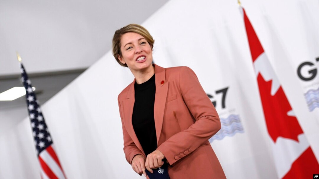 Canada's Minister of Foreign Affairs Melanie Joly arrives for a G-7 Foreign and Development Ministers Session with guest countries and ASEAN nations in Liverpool, England, Dec. 12, 2021.