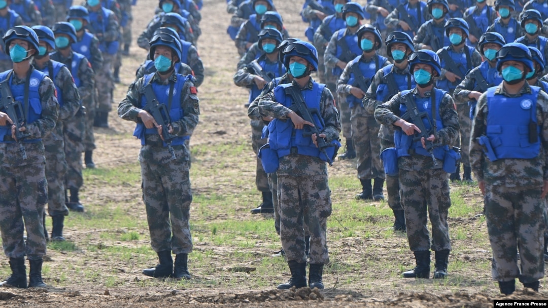 資料照片: 2021年9月15日中國軍隊在駐馬店陸軍戰術訓練基地舉行「共同命運-2021」聯合國多國維和實兵演習。