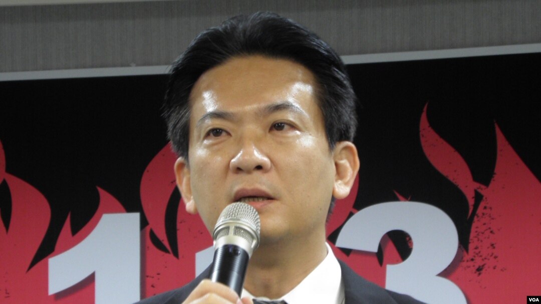 民進黨中央黨部發言人林俊憲(美國之音申華拍攝)