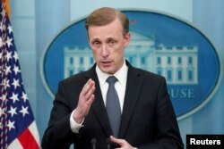 FILE PHOTO: Jake Sullivan speaks at a press briefing at the White House in Washington
