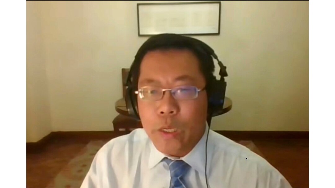 In this image taken from video footage of an online press conference by Human Rights Watch on AP Video, Teng Biao, visiting professor at the University of Chicago, speaks about the upcoming Beijing 2022 Winter Olympics, Jan. 28, 2022.