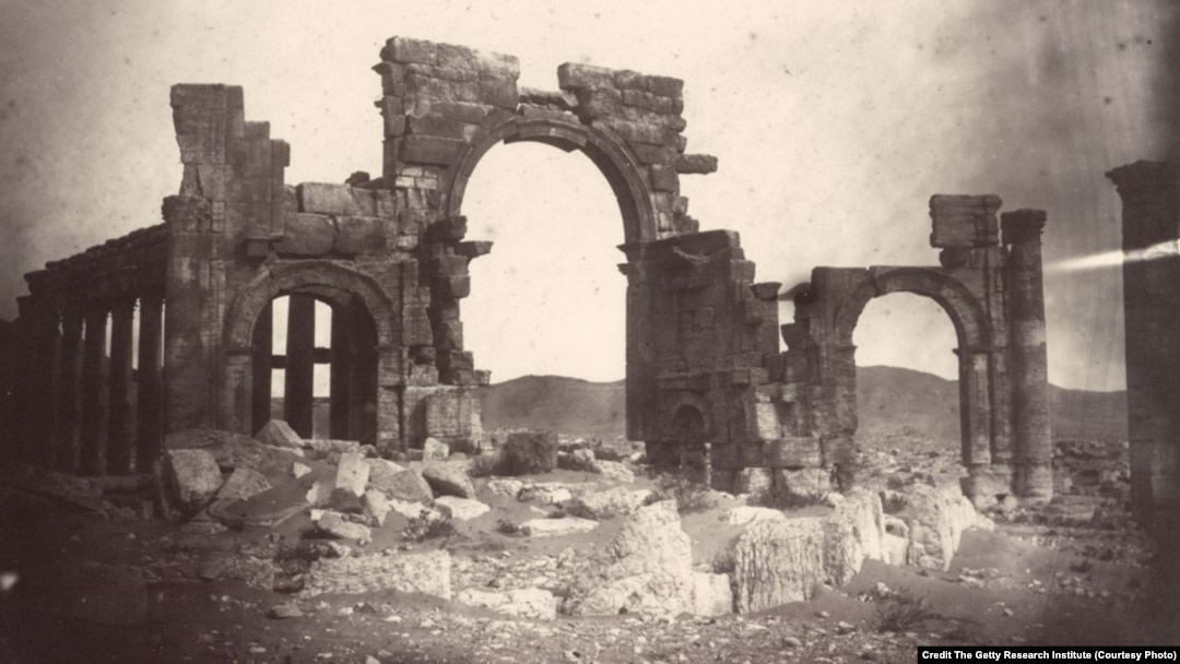 The “Monumental Arch” in Palmyra, Syria, photographed by Louis Vignes in 1864.