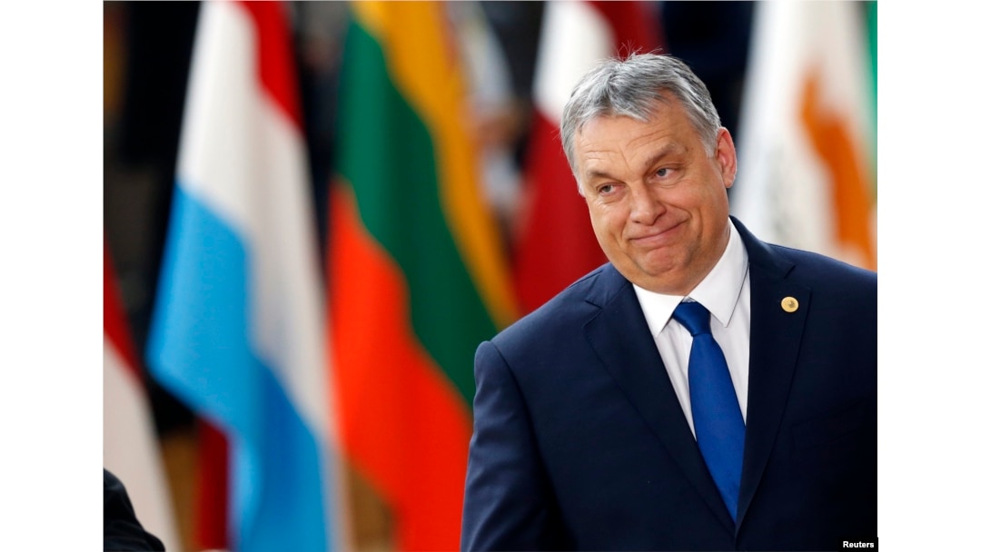 FILE - Hungarian Prime Minister Viktor Orban arrives at the EU summit in Brussels, Belgium, March 9, 2017.