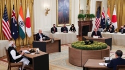 9月23日，拜登總統在白宮與來訪的印度、澳大利亞和日本領導人舉行面對面的會談。