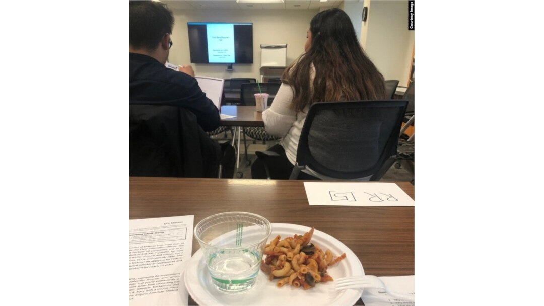 AAJC intern Andrew Peng often visits Conference on Asian Pacific American Leadership events. There was pasta at this one.