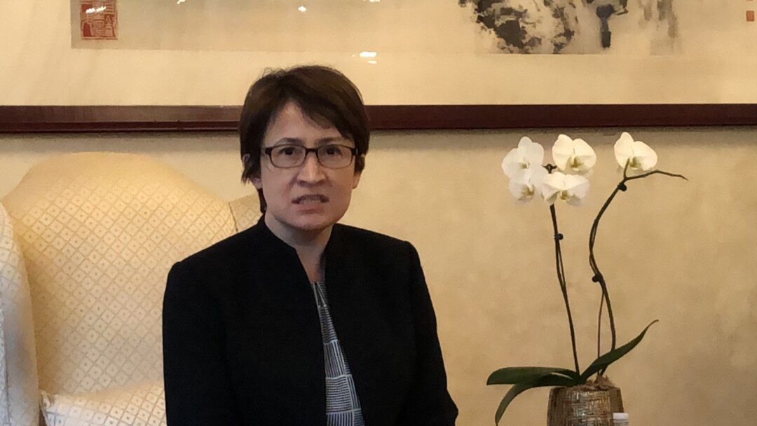 台灣駐美代表蕭美琴2020年8月3日在華盛頓雙橡園舉行上任後首次記者會(美國之音鍾辰芳拍攝)