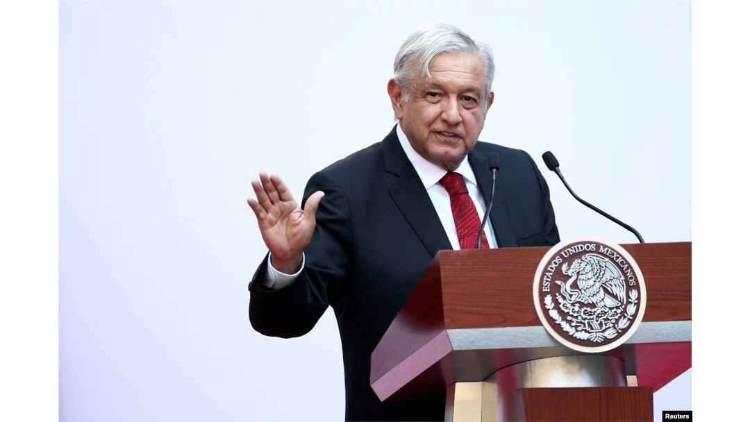 FILE - Mexico's President Andres Manuel Lopez Obrador gives a speech at the National Palace in Mexico City, Mexico, March 11, 2019.