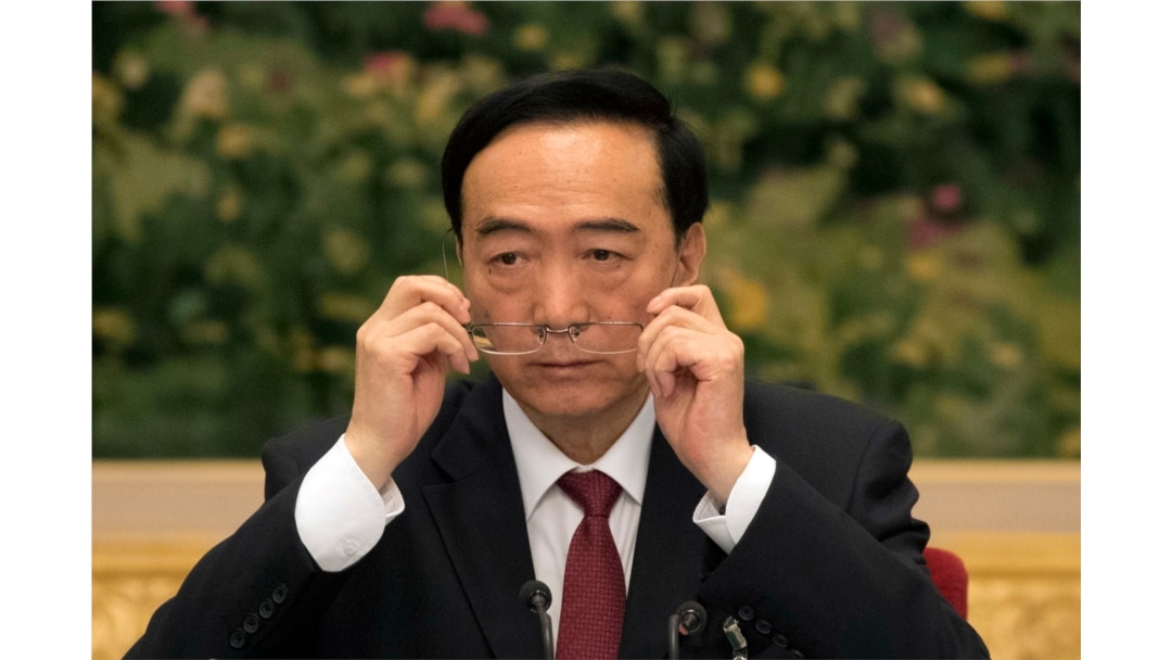 2017年10月19日,在北京舉行的中共第十九次黨代會期間,時任新疆黨委書記的陳全國在新疆代表團會議上。