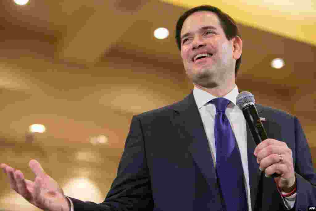 Republican presidential candidate Marco Rubio holds a campaign rally at the Intercontinental Buckhead Hotel in Atlanta, Georgia, Feb. 29, 2016.