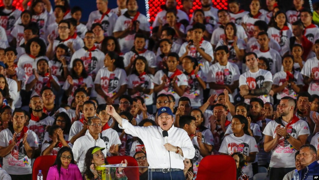 El presidente de Nicaragua, Daniel Ortega, durante un acto en conmemoración del 40 aniversario de la revolución sandinista, celebrado en Managua, el 19 de julio de 2019.