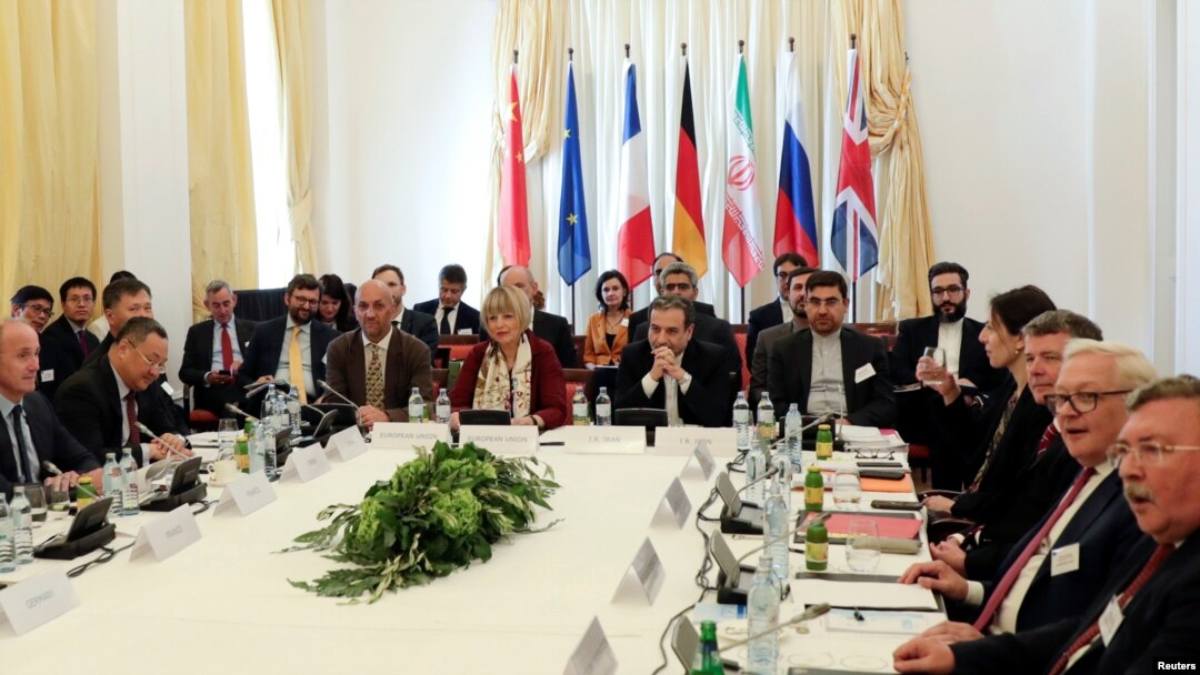 Iran's top nuclear negotiator Abbas Araqchi and Secretary General of the European External Action Service (EEAS) Helga Schmit attend a meeting of the JCPOA Joint Commission in Vienna, Austria, June 28, 2019.