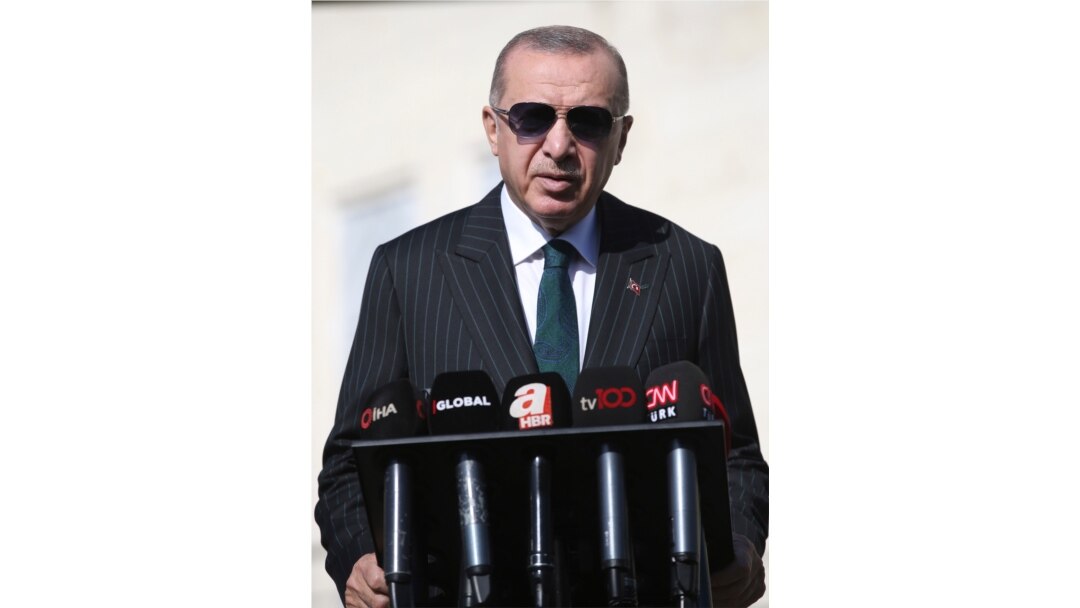 Turkey's President Recep Tayyip Erdogan speaks to the media, in Istanbul, Oct. 23, 2020. Erdogan confirmed the country tested its Russian-made missile defense system, despite objections from the United States.