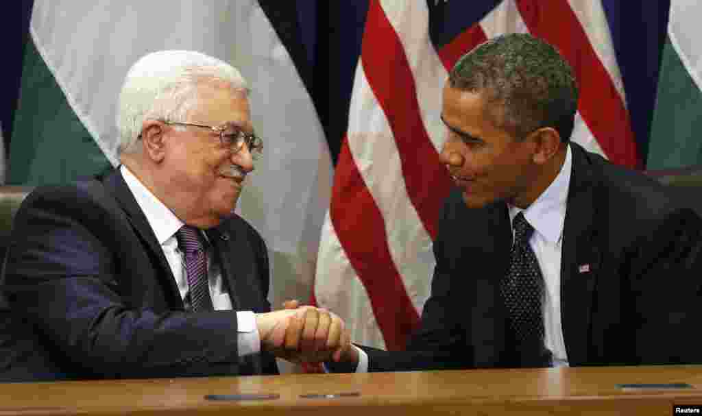 Prezident Obama Falastin rahbari Mahmud Abbos bilan