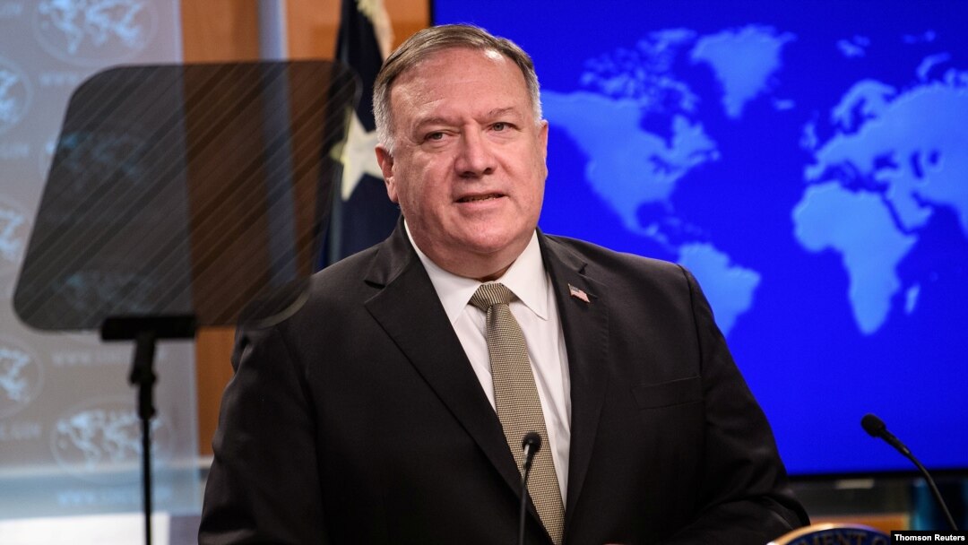 El secretario de Estado de EE.UU., Mike Pompeo, en una conferencia de prensa en el Departamento de Estado, el 2 de septiembre de 2020. 