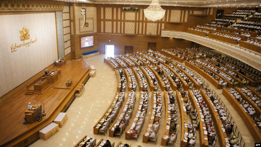 FILE - A general view of the Myanmar parliament in Naypyidaw.