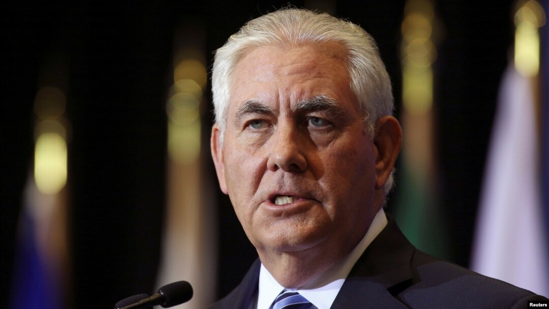 FILE - U.S. Secretary of State Rex Tillerson speaks at a news conference during the Foreign Ministers’ Meeting on Security and Stability on the Korean Peninsula in Vancouver, British Columbia, Canada, Jan. 16, 2018.
