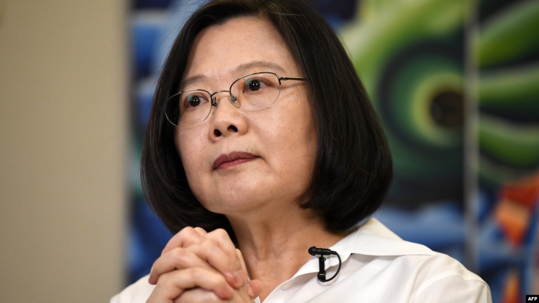 台灣總統蔡英文在台北總統府接受法新社採訪。