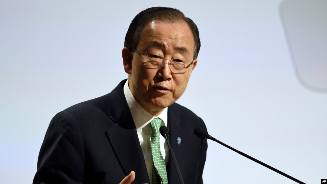 FILE - United Nations Secretary General Ban Ki-moon, Nov. 30, 2015.