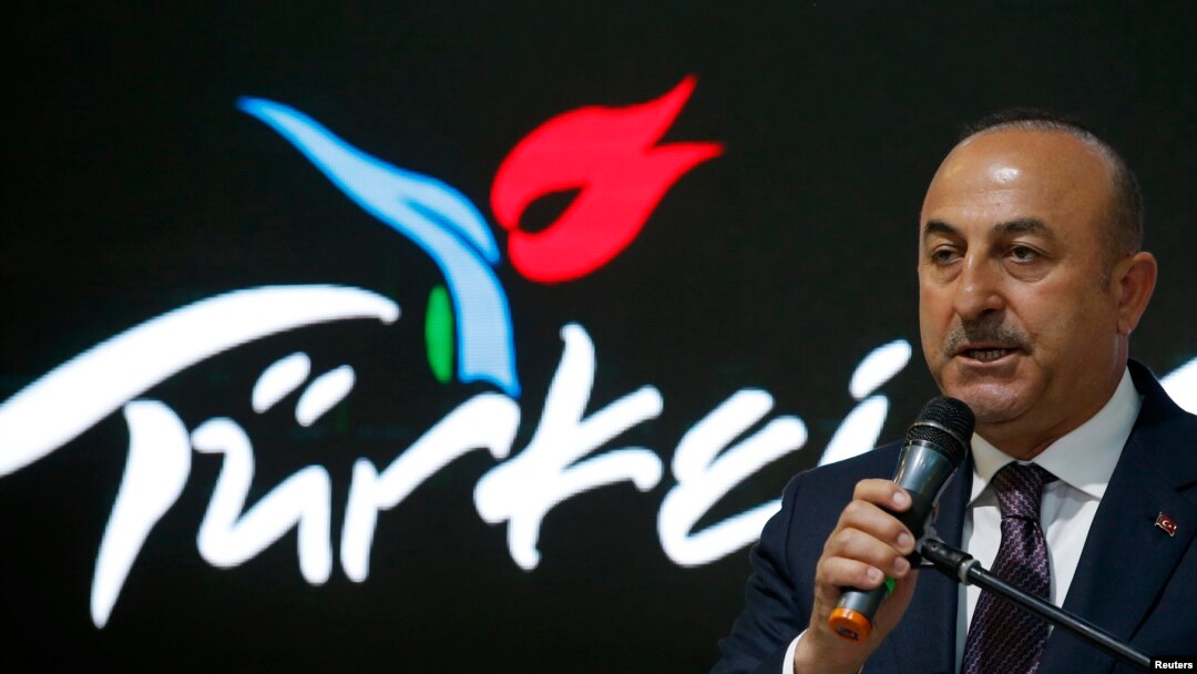 Turkish Foreign Minister Mevlut Cavusoglu at the International Tourism Trade Fair ITB in Berlin, Germany, March 8, 2017. 