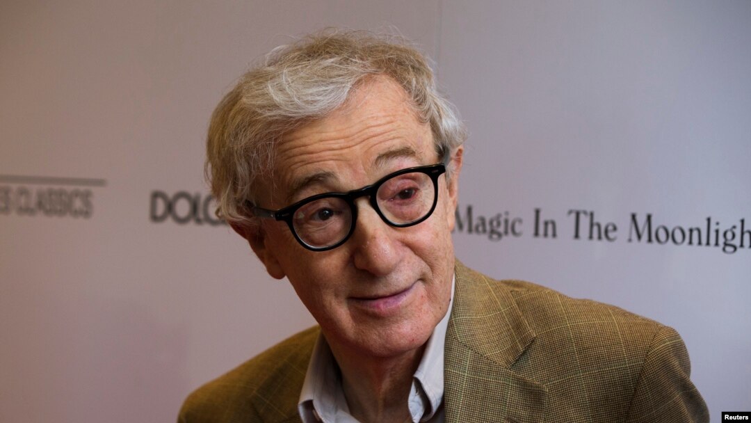FILE - Director Woody Allen arrives for the premiere of his film "Magic in the Moonlight" in New York, July 17, 2014. 