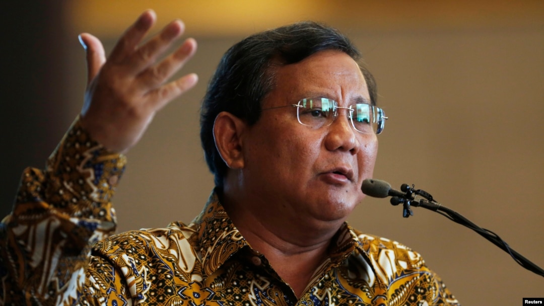 FILE - Indonesian presidential candidate Prabowo Subianto.
