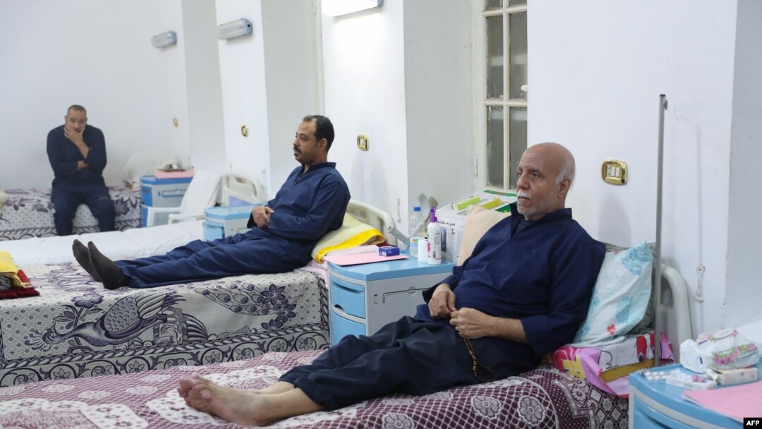 A picture taken during a guided tour organized by the Egypt's State Information Service on Nov. 11, 2019, shows inmates receiving treatment at the Tora prison clinic in the Egyptian capital Cairo.