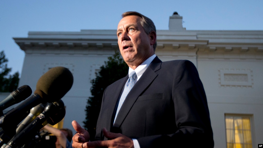 House Speaker John Boehner, R-Ohio, speaks to reporters following a meeting with President Barack Obama at the White House, Oct. 2, 2013. 