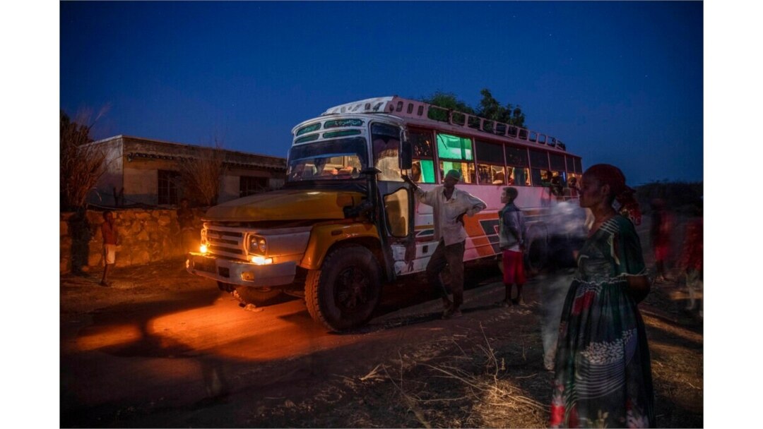 People who fled the conflict in Ethiopia's Tigray region arrive on a bus at Umm Rakouba refugee camp in Qadarif, Sudan, Nov. 26, 2020. The Ethiopian army announced Nov. 28 that it had taken full control of Mekelle, Tigray's capital.