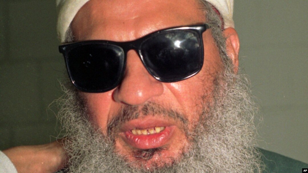 FILE - Sheikh Omar Abdel-Rahman, an Egyptian cleric convicted of participating in a plan to blow up landmarks in New York City, has died in prison. Photo from November 1993.