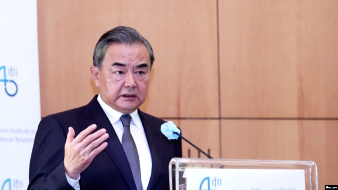 中國外長王毅2020年8月30日在法國國際關係研究院講話（路透社轉發）